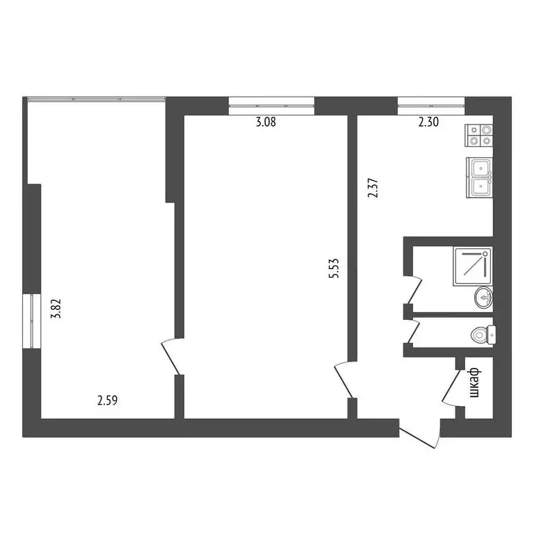 2-комнатная квартира: Саки, улица Ленина, 64 (39.6 м) - Фото 1