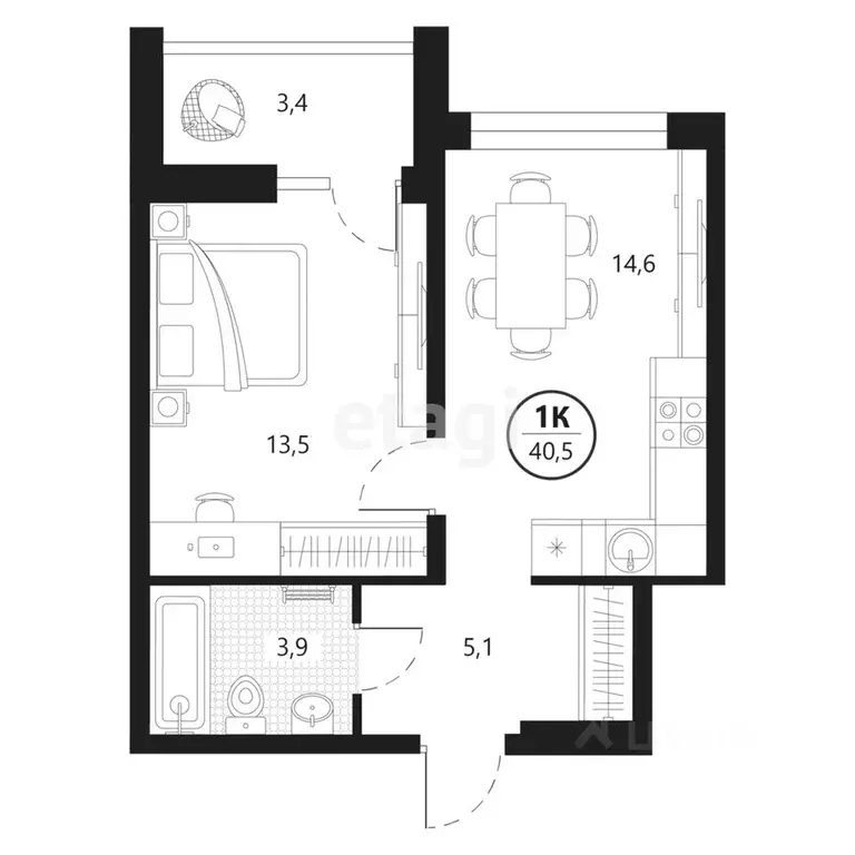 1-к кв. Тюменская область, Тюмень ул. Разведчика Кузнецова, 7 (40.5 м) - Фото 0