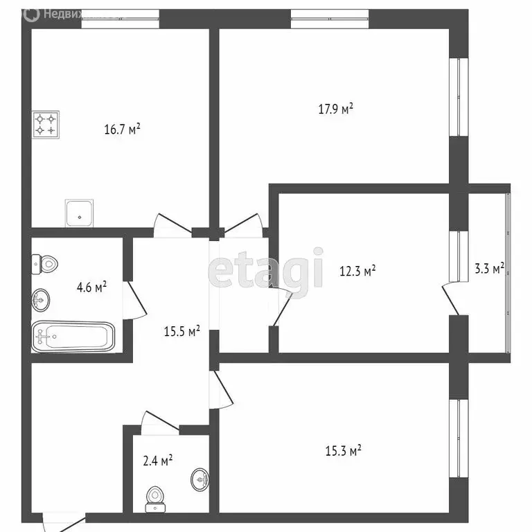 3-комнатная квартира: Новороссийск, Пионерская улица, 23Ак2 (82.3 м) - Фото 0