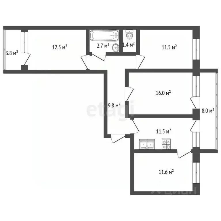 4-к кв. Ростовская область, Аксай Садовая ул., 20к4 (77.0 м) - Фото 2