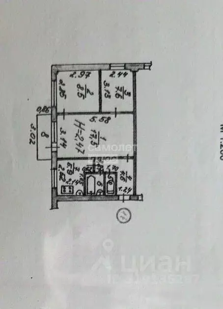3-к кв. Омская область, Омск ул. Романенко, 14 (47.5 м) - Фото 1
