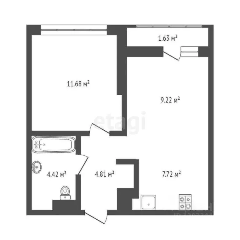 1-к кв. Тюменская область, Тюмень ДОК мкр, ул. Воронинская, 47 (40.6 ... - Фото 1