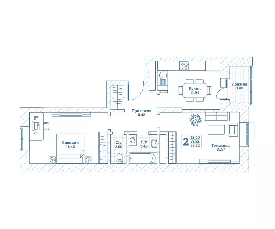 2-к кв. Московская область, Щелково городской округ, Монино пгт ул. ... - Фото 0