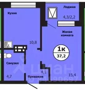 1-к кв. Красноярский край, Красноярск ул. Лесников, 51Б (37.2 м) - Фото 0