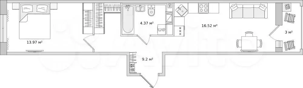 1-к. квартира, 47,1 м, 14/23 эт. - Фото 1