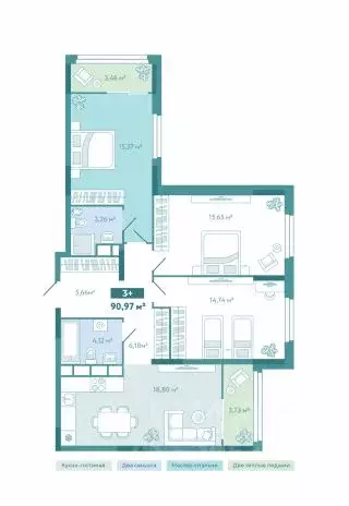 3-к кв. Тюменская область, Тюмень ул. Павла Никольского, 2 (91.0 м) - Фото 1