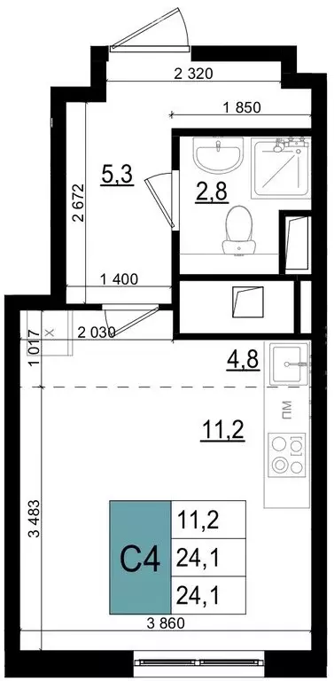 Квартира-студия: Одинцово, улица Бзри, к23 (25.3 м) - Фото 0