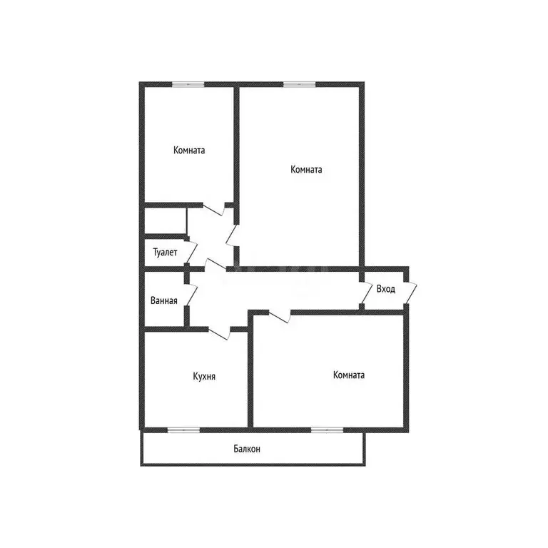 3-комнатная квартира: село Дмитриевка, Молодёжная улица, 16 (62 м) - Фото 1