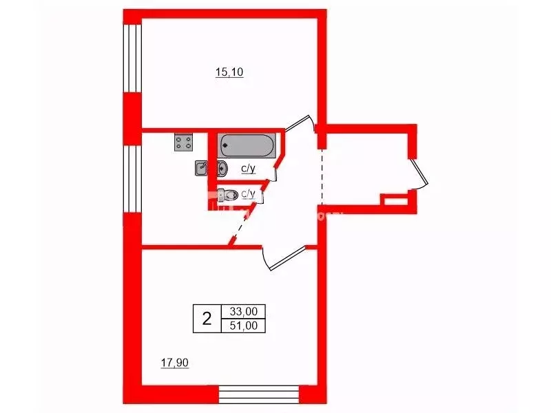 2-к кв. Санкт-Петербург Софийская ул., 48К1 (51.0 м) - Фото 1