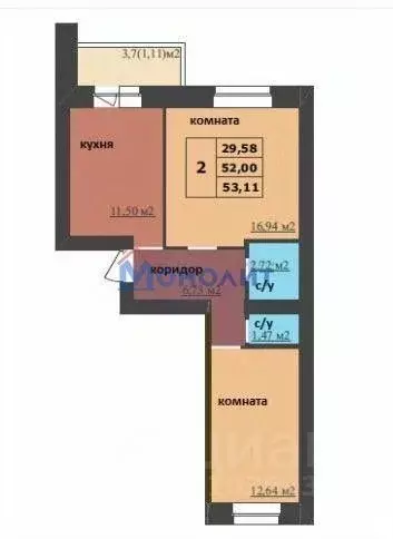 2-к кв. Ярославская область, Ярославль Ленинградский просп., 98/2 ... - Фото 2