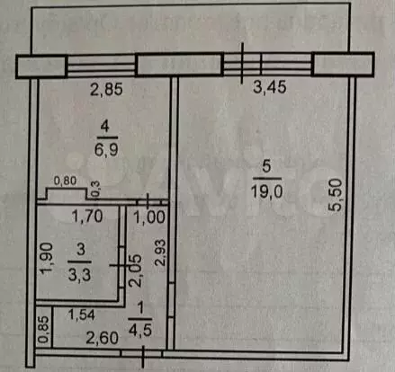 1-к. квартира, 33,7 м, 2/5 эт. - Фото 0