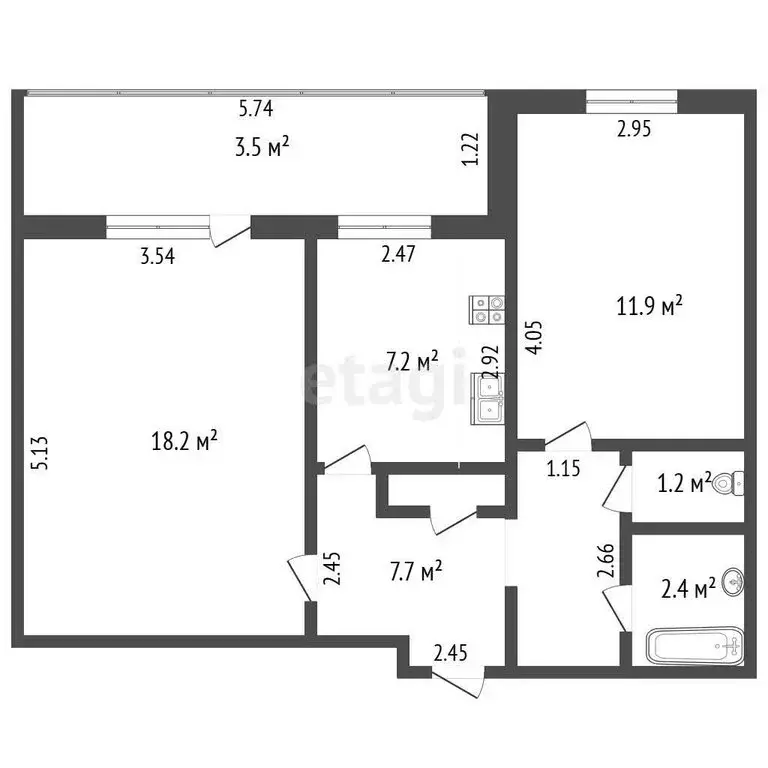 2-комнатная квартира: Стерлитамак, улица Богдана Хмельницкого, 44 ... - Фото 1