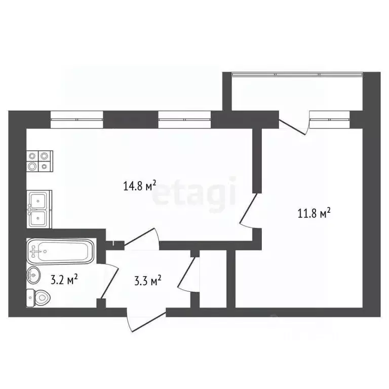 1-к кв. Владимирская область, Муром ул. Льва Толстого, 35 (34.6 м) - Фото 1