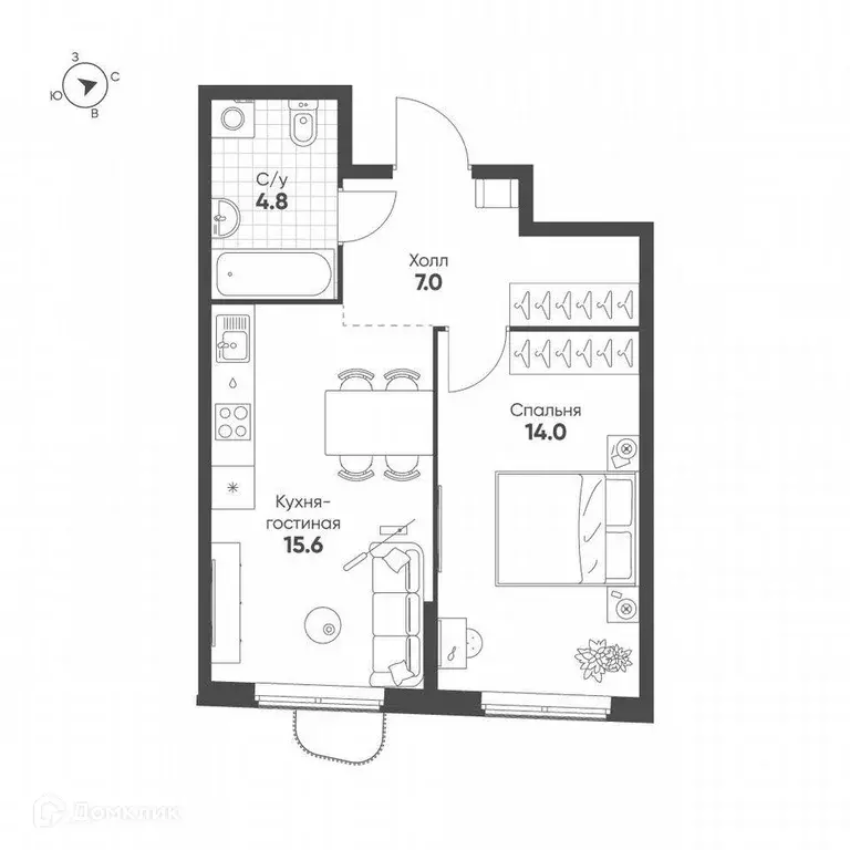 Продаётся 1-к квартира, 41.4 м - Фото 0