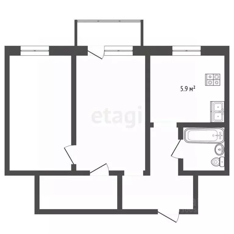 2-к кв. Забайкальский край, Чита Железобетонный пер., 4А (42.7 м) - Фото 2