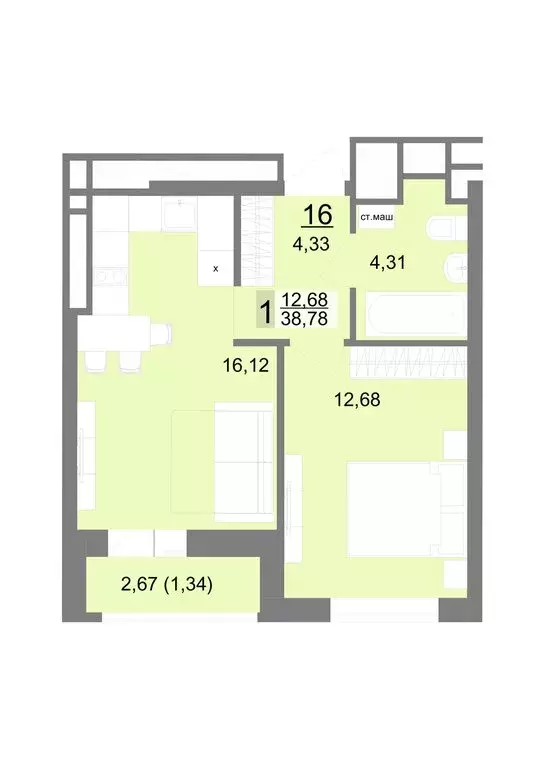 1-комнатная квартира: Екатеринбург, Тенистая улица, 8с5 (38.78 м) - Фото 0