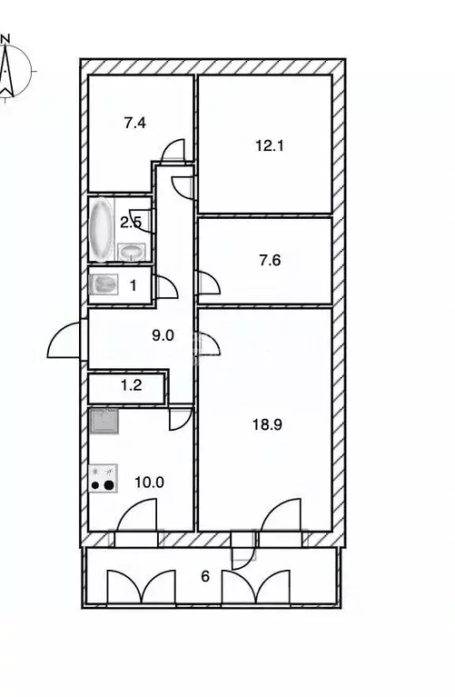 4-к кв. Ульяновская область, Ульяновск ул. Рябикова, 122 (69.7 м) - Фото 1