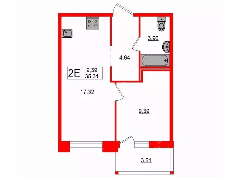 1-к кв. Санкт-Петербург просп. Героев, 33 (35.31 м) - Фото 0