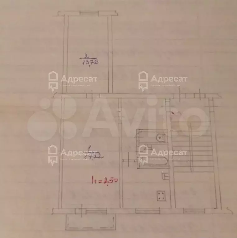 2-к. квартира, 43,8 м, 4/5 эт. - Фото 0