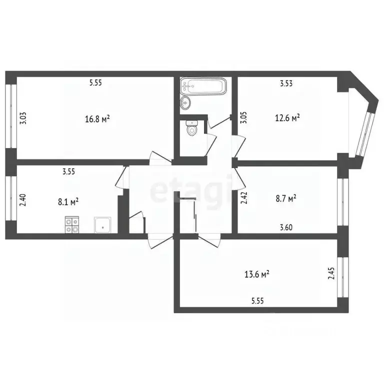 4-к кв. Камчатский край, Петропавловск-Камчатский Звездная ул., 21 ... - Фото 2