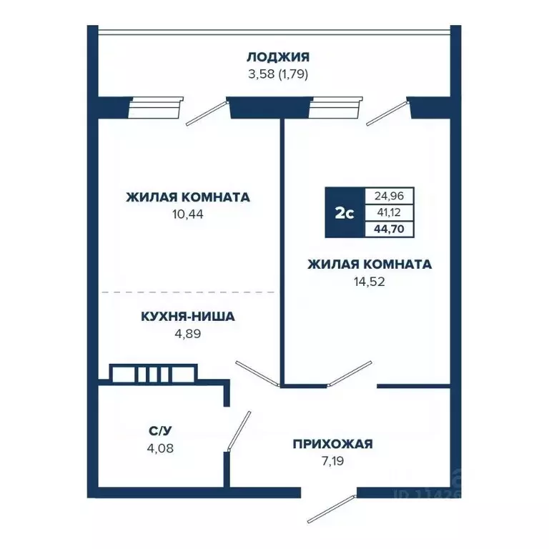 2-к кв. Новосибирская область, Новосибирск Знаменский кв-л,  (44.7 м) - Фото 0