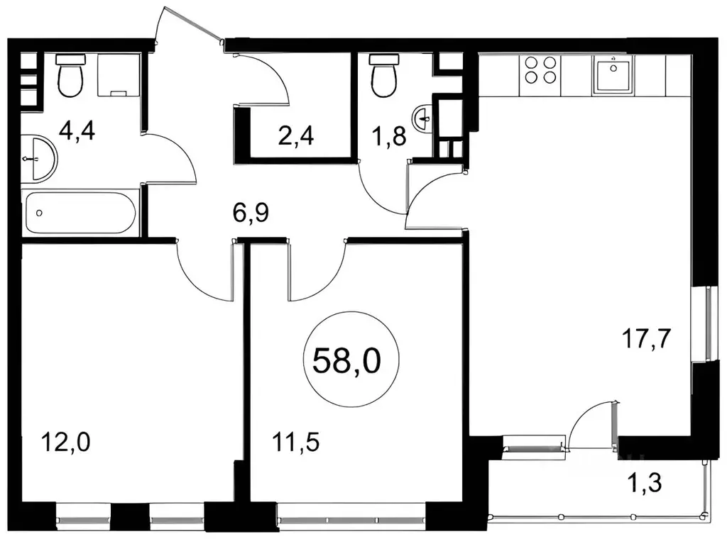 2-к кв. Москва ул. Красных Зорь, 33А (59.8 м) - Фото 1