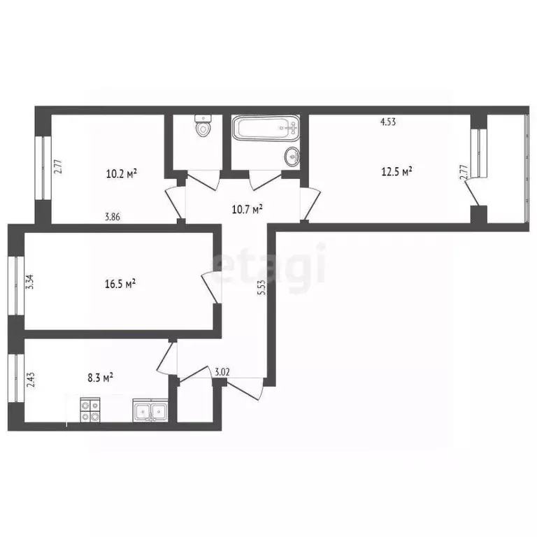 3-к кв. Калужская область, Калуга ул. Суворова, 65 (66.2 м) - Фото 2