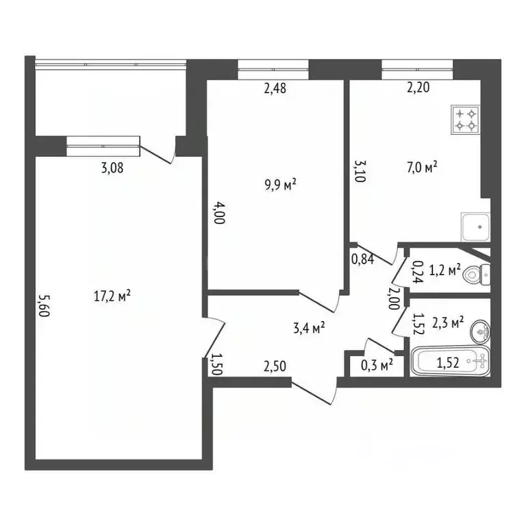 2-к кв. Башкортостан, Уфа Казанская ул., 12 (45.3 м) - Фото 2