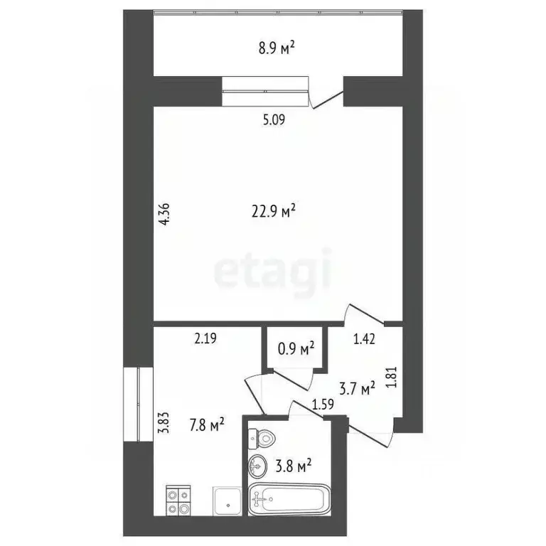 1-к кв. Крым, Сакский район, с. Фрунзе ул. Черниговская (39.1 м) - Фото 2