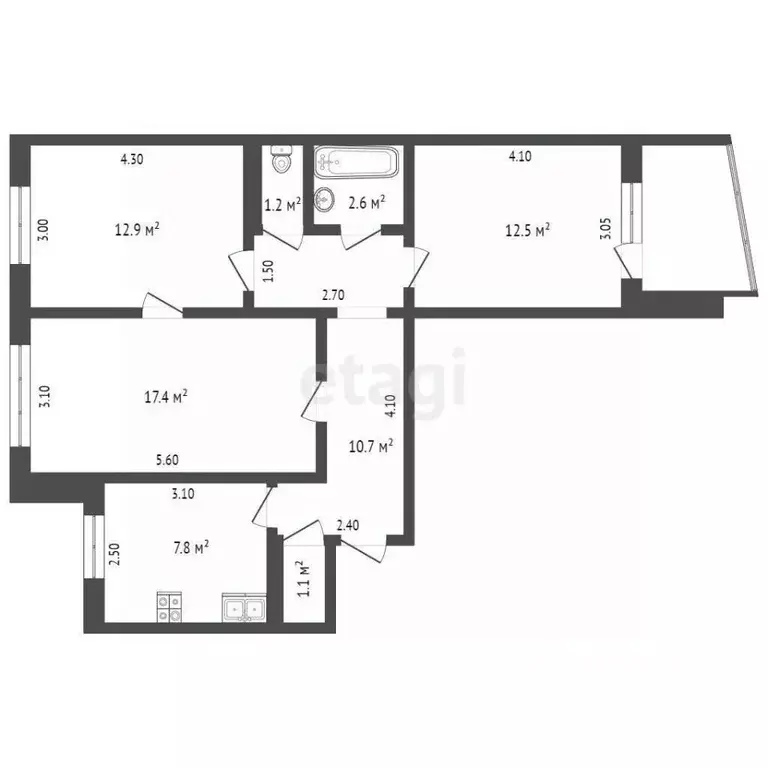 3-к кв. Орловская область, Орел Авиационная ул., 6 (66.2 м) - Фото 1