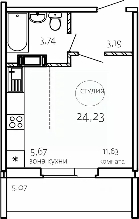 Студия Челябинская область, Челябинск ул. Маршала Чуйкова, 32 (24.23 ... - Фото 1