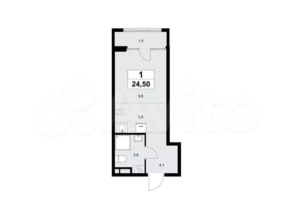 Квартира-студия, 24,5 м, 9/16 эт. - Фото 0