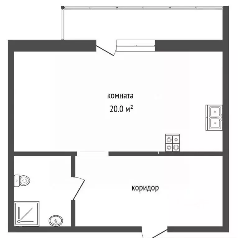 Студия Тюменская область, Тюмень Амурская ул., 39 (27.7 м) - Фото 1