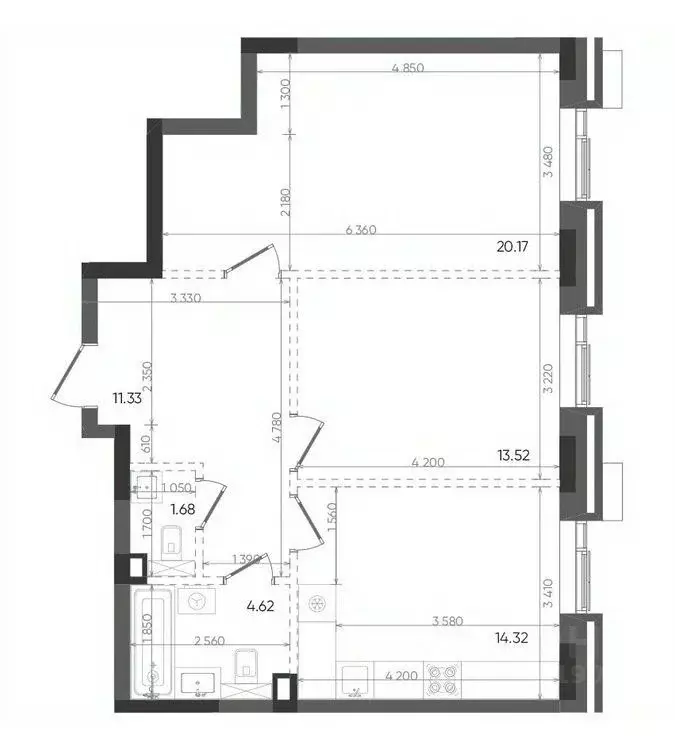 2-к кв. Татарстан, Казань Вознесенский Квартал жилой комплекс (65.64 ... - Фото 1