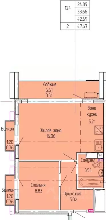 2-к кв. Крым, Ялта Высота жилой комплекс (42.69 м) - Фото 1