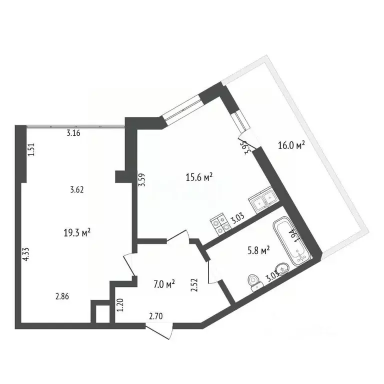 1-к кв. Тюменская область, Тюмень ул. Пожарных и Спасателей, 5к1 (41.5 ... - Фото 2