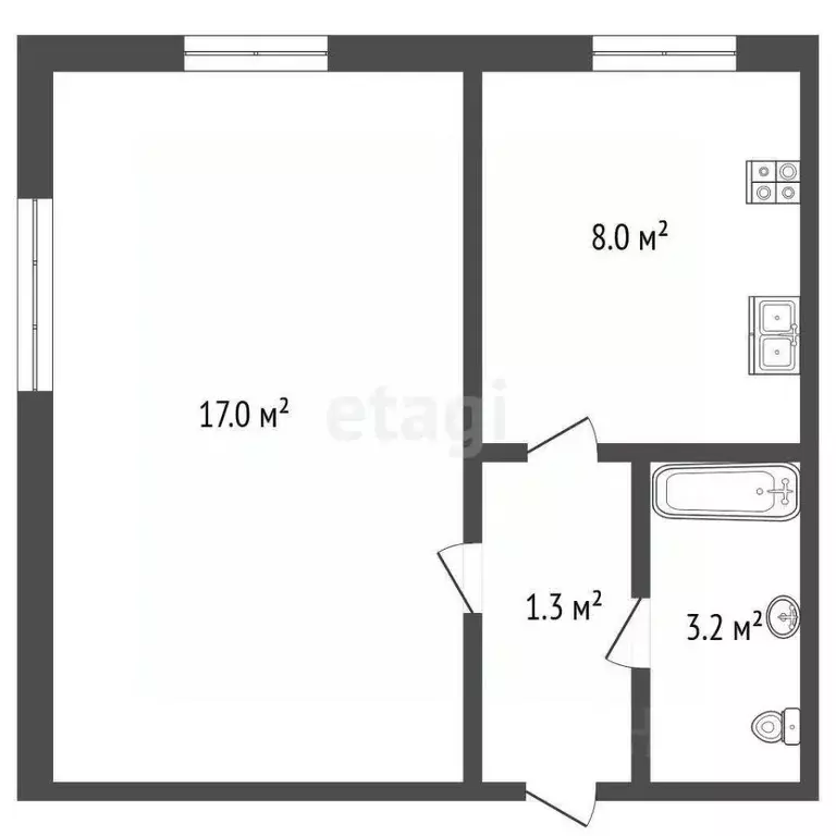 1-к кв. Башкортостан, Стерлитамак ул. Шаймуратова, 3 (29.8 м) - Фото 1