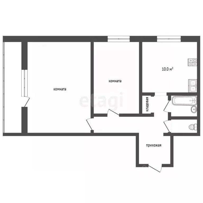 2-к кв. Ростовская область, Аксай Садовая ул., 10 (49.4 м) - Фото 2