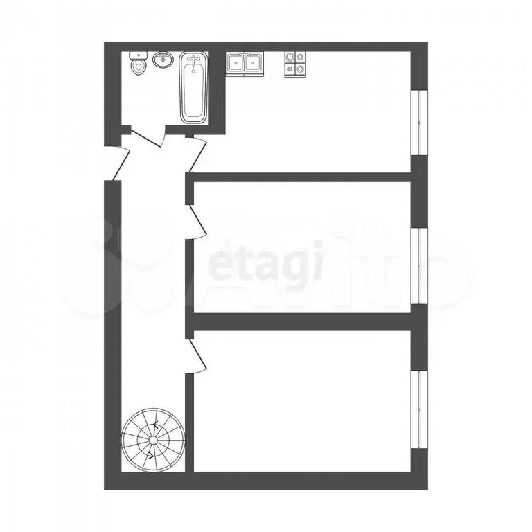 2-к. квартира, 64,5 м, 4/4 эт. - Фото 1