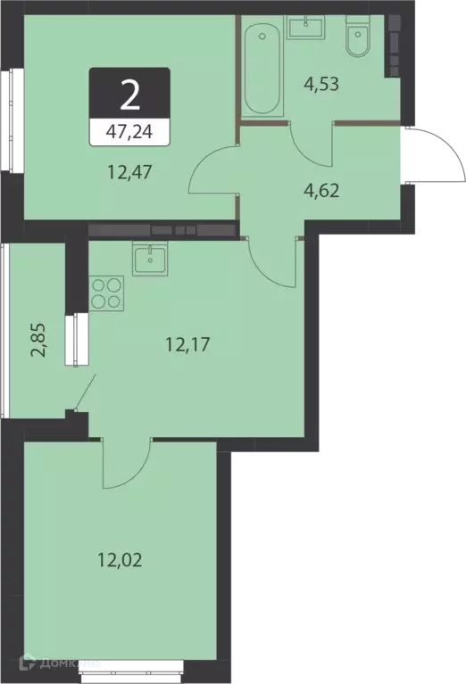 Продаётся 2-к квартира, 47.2 м - Фото 0