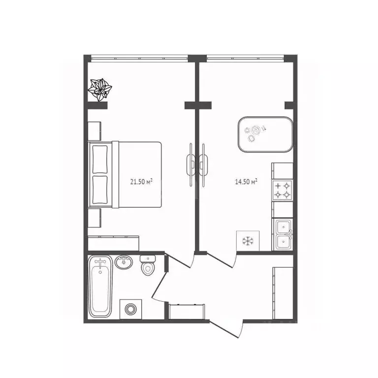 1-к кв. Брянская область, Брянский район, Снежское с/пос, пос. Путевка ... - Фото 1