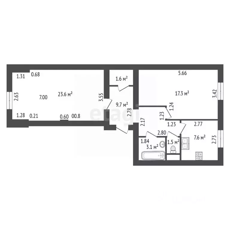 3-к кв. Санкт-Петербург Суворовский просп., 61 (64.4 м) - Фото 1