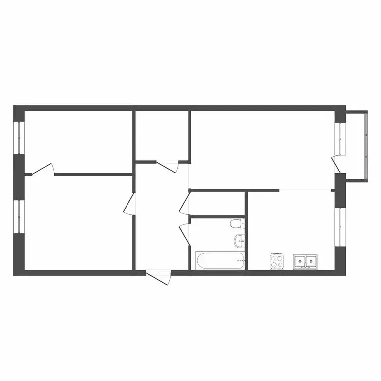 3-комнатная квартира: Тюмень, микрорайон Мыс, улица Ершова, 32 (57.2 ... - Фото 1