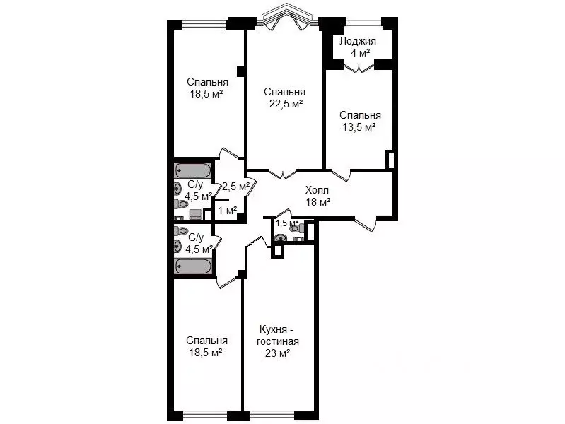 4-к кв. Санкт-Петербург ул. Гастелло, 7 (130.0 м) - Фото 1