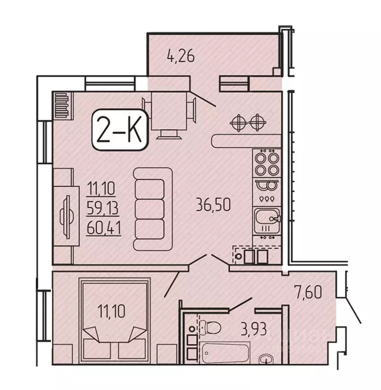 2-к кв. Бурятия, Улан-Удэ 140Б мкр,  (60.41 м) - Фото 0