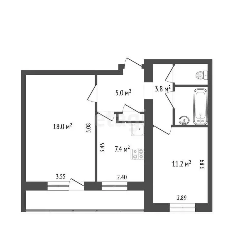 2-комнатная квартира: Вологда, Ленинградская улица, 87 (52.3 м) - Фото 0