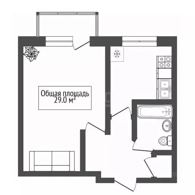 1-к кв. Новосибирская область, Искитим Подгорный мкр, 36 (29.0 м) - Фото 1