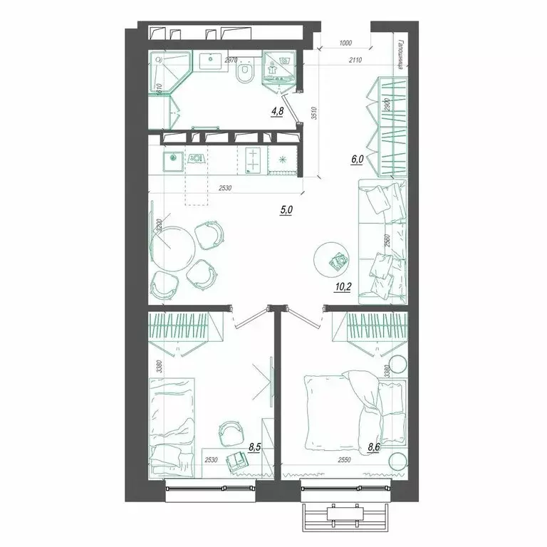 1-комнатная квартира: Владивосток, улица Невельского, 4с2 (44.5 м) - Фото 1
