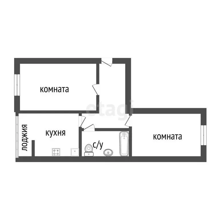 2-комнатная квартира: Курган, Станционная улица, 86 (48.6 м) - Фото 1