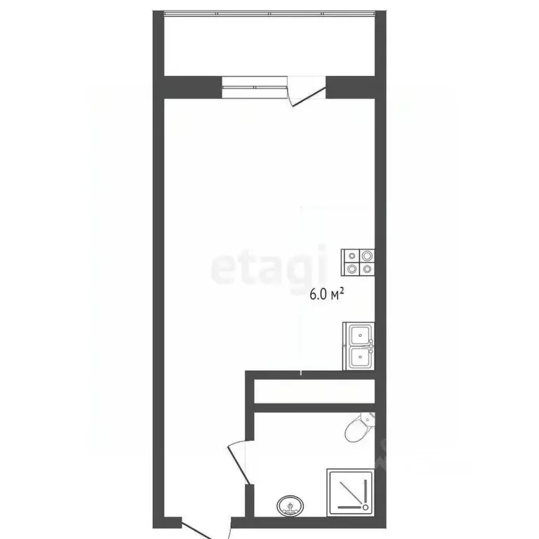Студия Тюменская область, Тюмень ул. Тимофея Чаркова, 28 (20.6 м) - Фото 2